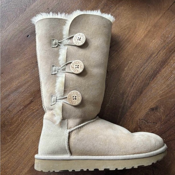 UGG Shoes - UGG Tan Suede Winter Boots with Button Accents